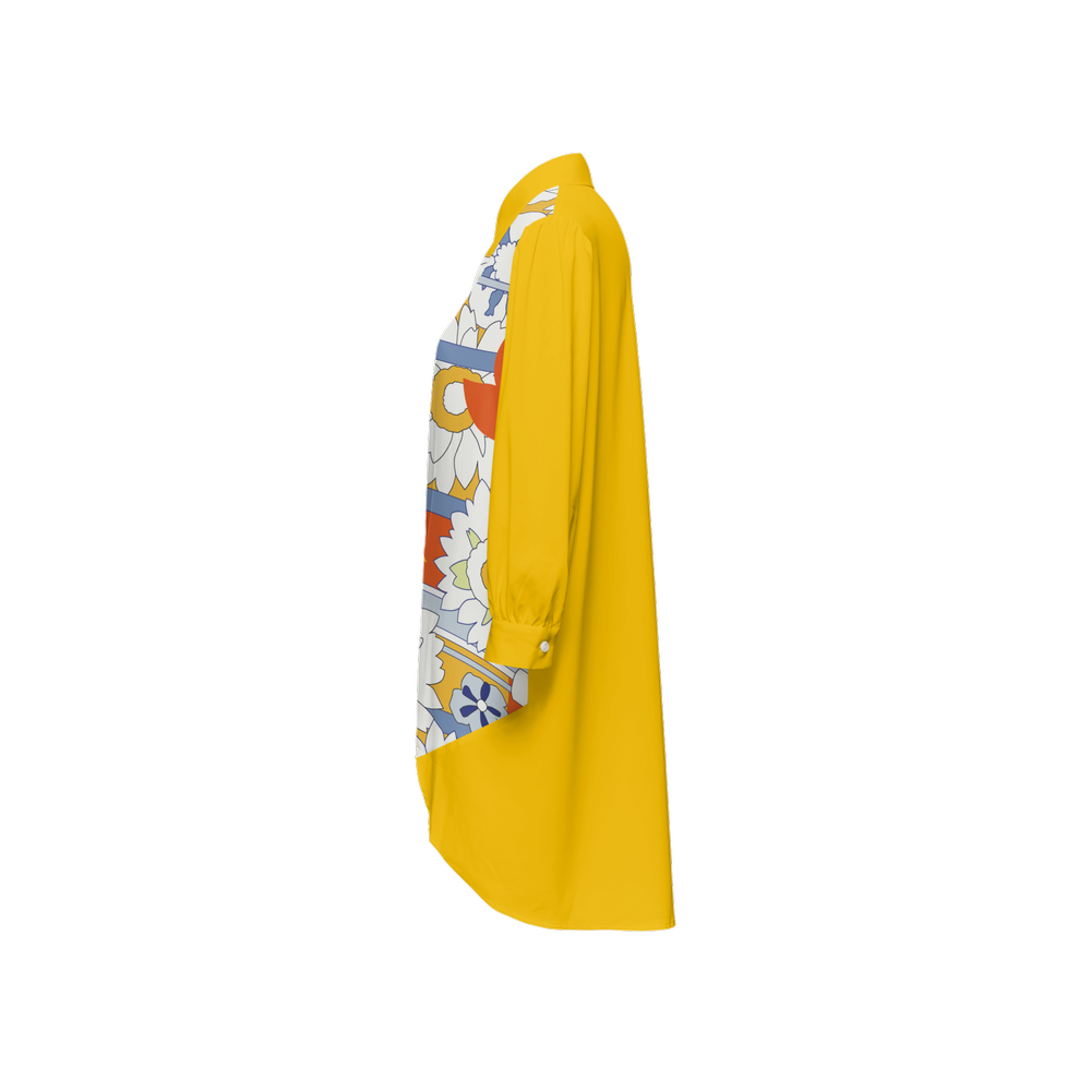 Hellen Long-Sleeve Hem Shirt Silky-like Elegance