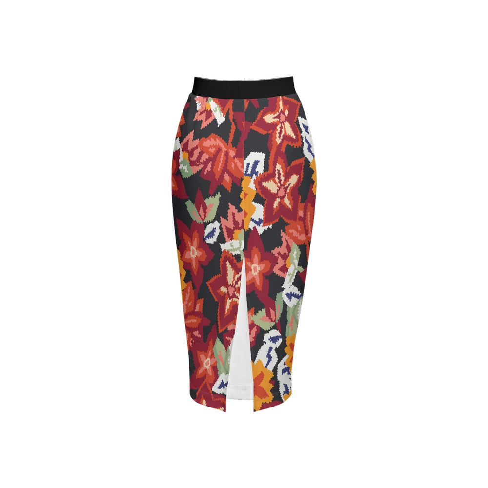 Laira Back Split Pencil Skirt-Heavy Knit