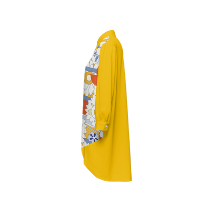 Hellen Long-Sleeve Hem Shirt Silky-like Elegance