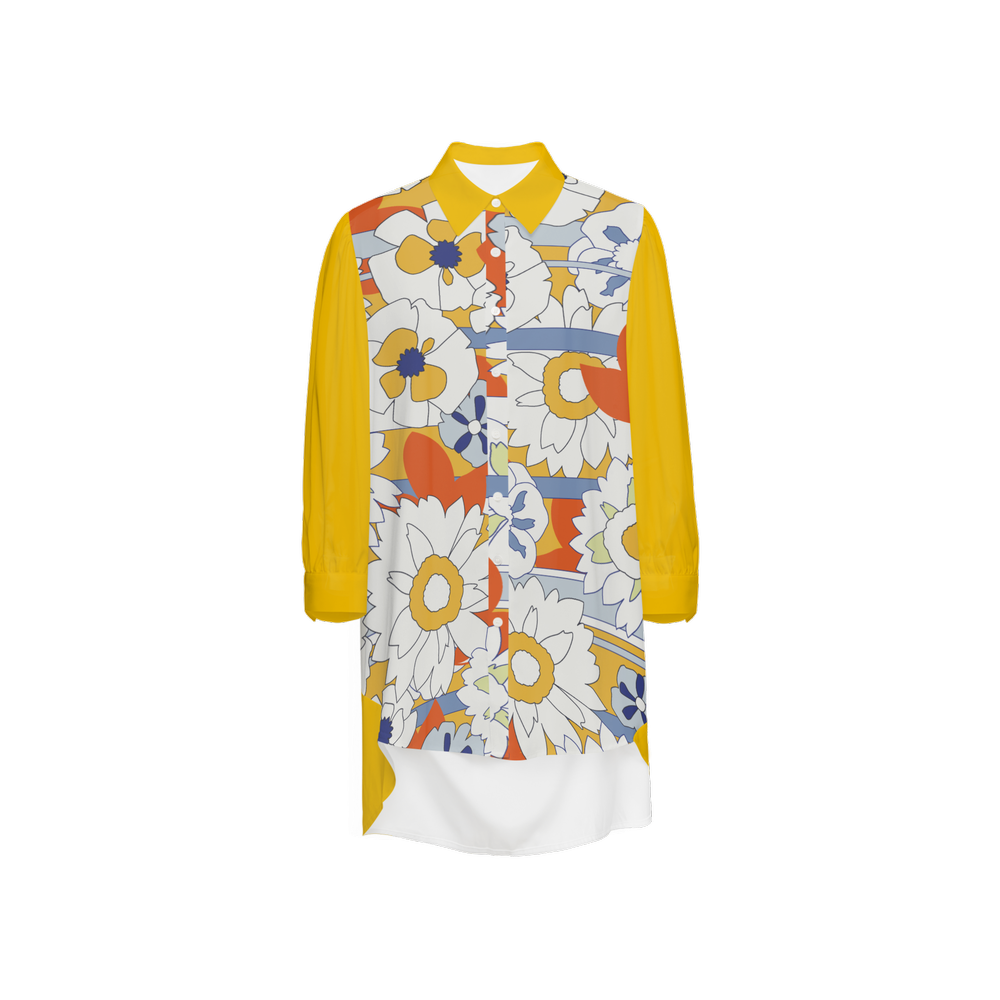 Hellen Long-Sleeve Hem Shirt Silky-like Elegance