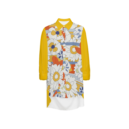 Hellen Long-Sleeve Hem Shirt Silky-like Elegance
